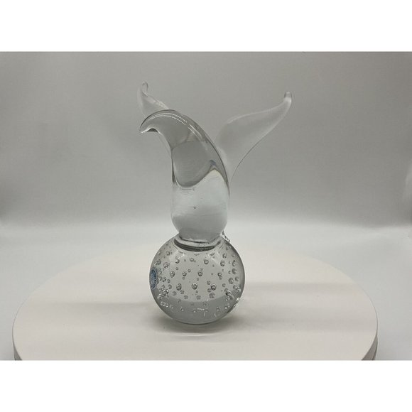 I W Rice and Company Solid Clear Art Glass Dove Paperweight with Frosted Wings - Picture 9 of 16